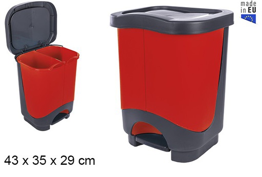 [105652] Trash can 2 compartments red/gray