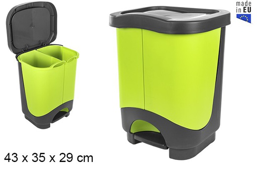 [105654] Trash can 2 compartments green/gray