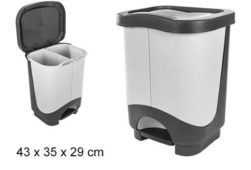 [105655] Trash can 2 compartments light gray/gray