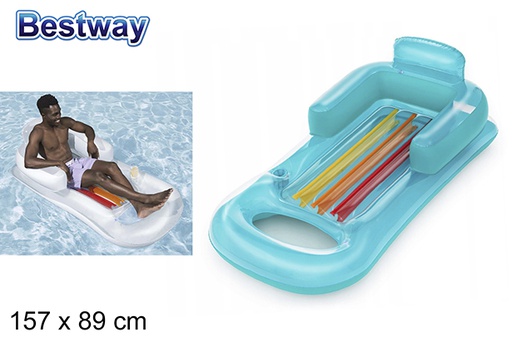 [200261] Flotteur gonflable long avec dossier boîte bw 157x89 cm