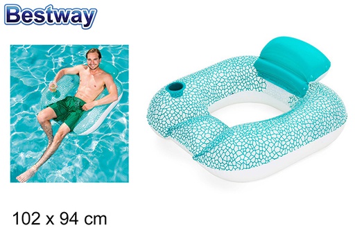 [200268] Inflatable float chair with pillow box bw 102x94 cm 