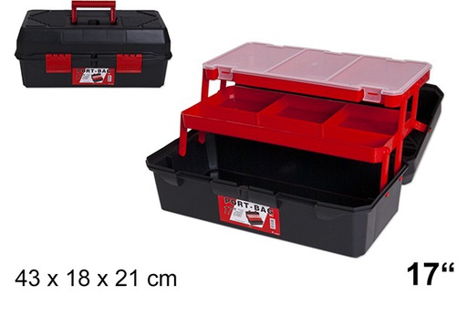 [200519] Plastic box tools with trays 43 cm 17"