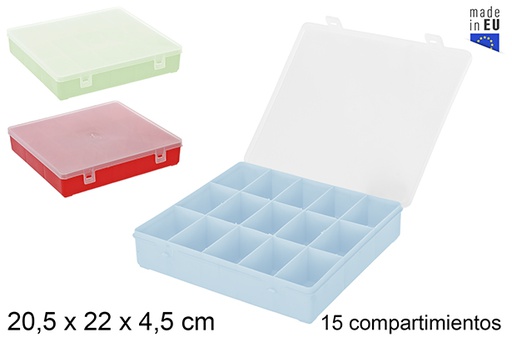 [200810] Plastic tool box 15 compartments assorted colors