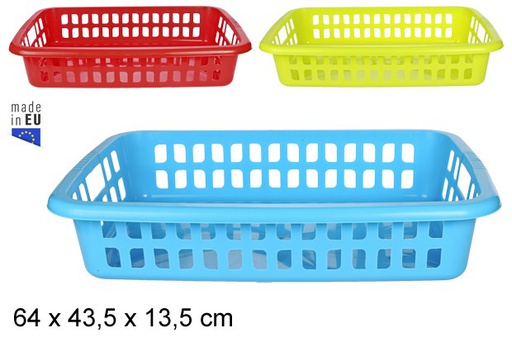 [200815] Low plastic basket for clothes assorted colors