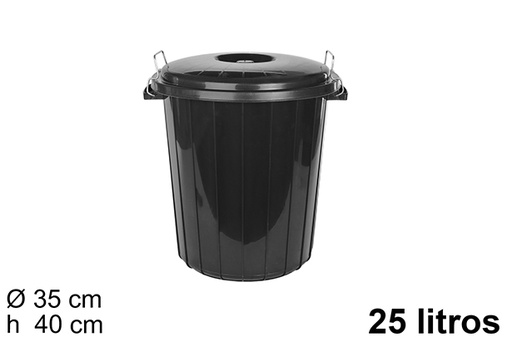 [200976] Black plastic trash can 25 l.