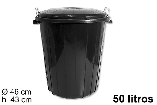 [200977] Black plastic trash can 50 l.