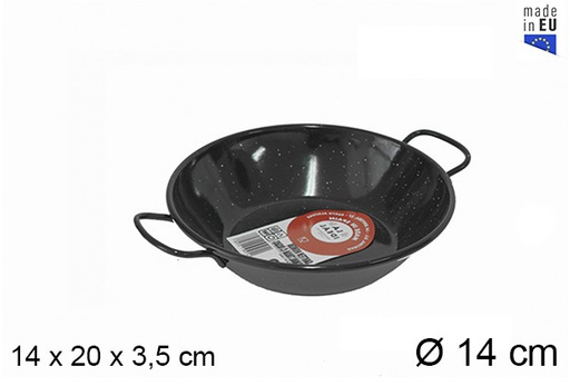 [201302] Deep enamel frying pan with handles 14 cm