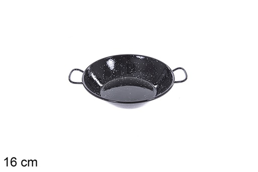 [201303] Deep enamel frying pan with handles 16 cm