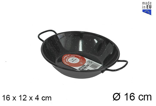 [201303] Deep enamel frying pan with handles 16 cm