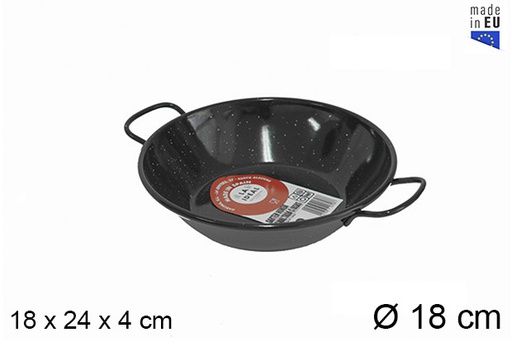 [201304] Deep enamel frying pan with handles 18 cm