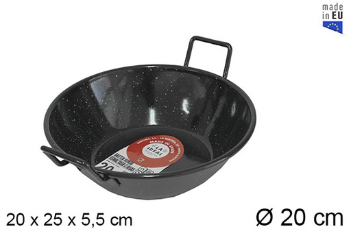 [201305] Deep enamel frying pan with handles 20 cm