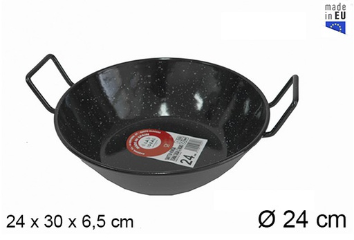 [201307] Deep enamel frying pan with handles 24 cm