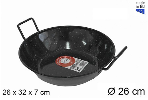 [201308] Deep enamel frying pan with handles 26 cm