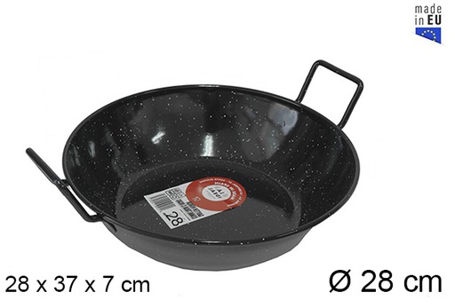 [201309] Deep enamel frying pan with handles 28 cm