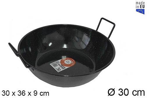 [201310] Deep enamel frying pan with handles 30 cm