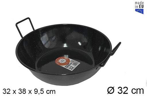[201311] Deep enamel frying pan with handles 32 cm