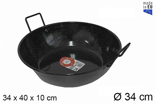 [201312] Deep enamel frying pan with handles 34 cm