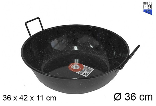 [201313] Deep enamel frying pan with handles 36 cm