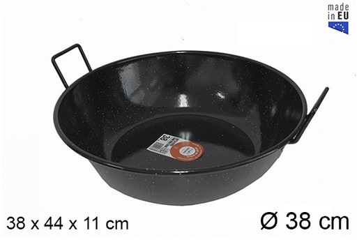 [201314] Deep enamel frying pan with handles 38 cm