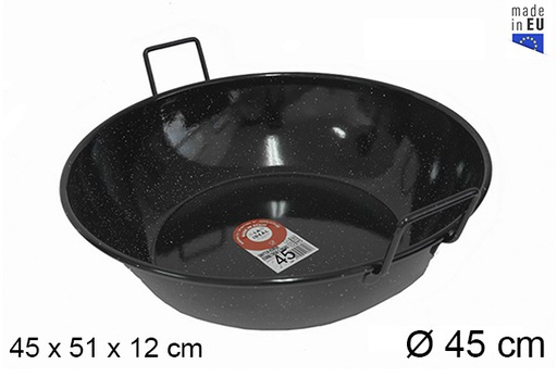 [201316] Deep enamel frying pan with handles 45 cm