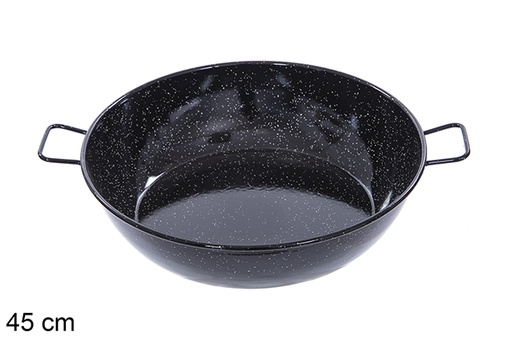 [201316] Deep enamel frying pan with handles 45 cm