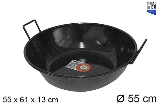 [201318] Deep enamel frying pan with handles 55 cm