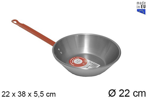 [201324] Deep polished frying pan with handle 22 cm