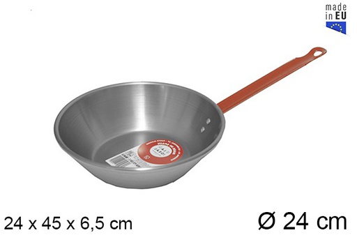 [201325] Deep polished frying pan with handle 24 cm