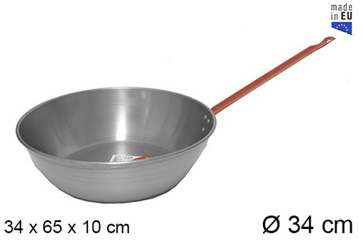 [201330] Deep polished frying pan with handle 34 cm