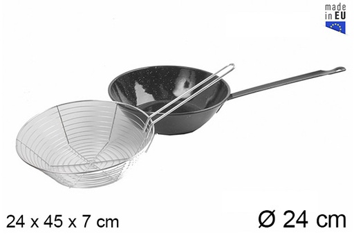 [201334] Enameled frying pan with basket 24 cm