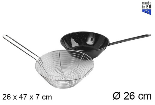 [201335] Enameled frying pan with basket 26 cm