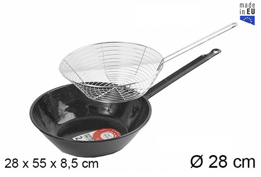 [201336] Enameled frying pan with basket 28 cm