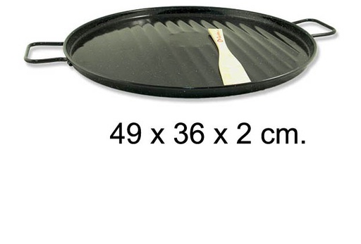 [201390] Piastra grill smaltata + spatola di legno 35 cm