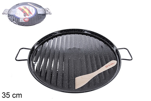 [201390] Plaque de grill émaillée + spatule en bois 35 cm