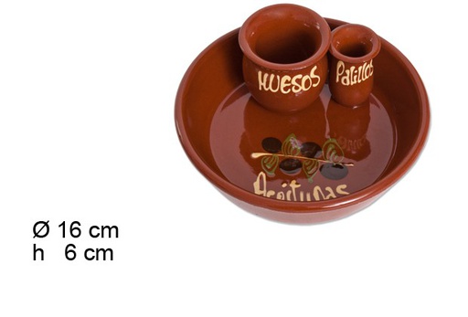 [201434] Antipasto piatto olive con porta stuzzicadenti decorato 16 cm