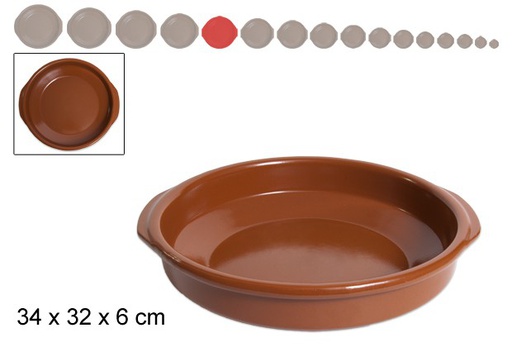 [201438] Clay saucepan with handles 32 cm