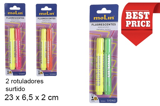 [202144] Blister 2 marqueurs fluorescents assortis