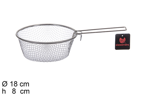 [100370] Cestello per frittura con manico in acciaio inox 18 cm