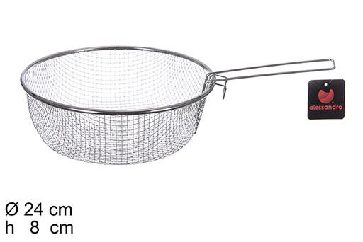 [100373] Cesto acero inox para freir con mango 24 cm