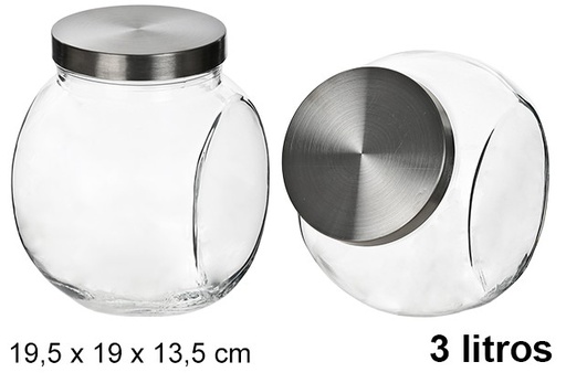 [102444] Pot en verre avec couvercle en métal 3 l.