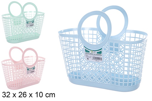 [104157] Plastic shopping basket assorted colors 32x26 cm