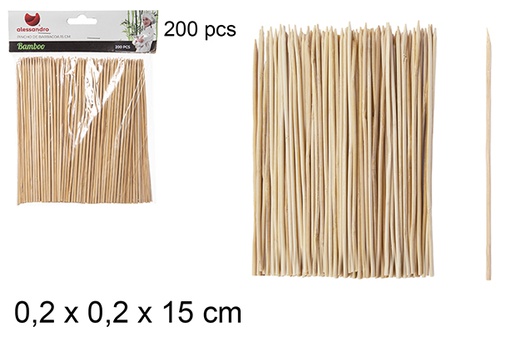 [102363] Pack 200 bamboo barbecue skewers 15 cm