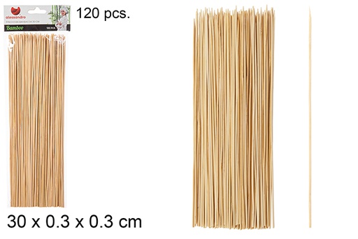 [104199] Pack 120 brochettes de barbecue en bambou 30 cm