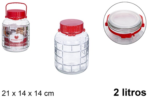 [104503] Bote cristal con asa roja 2 l.