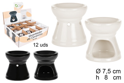 [104517] Round ceramic burner white/black 8 cm
