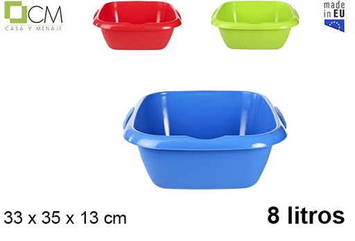 [102961] Bacinella in plastica quadrata con manico colori assortiti 8 l.