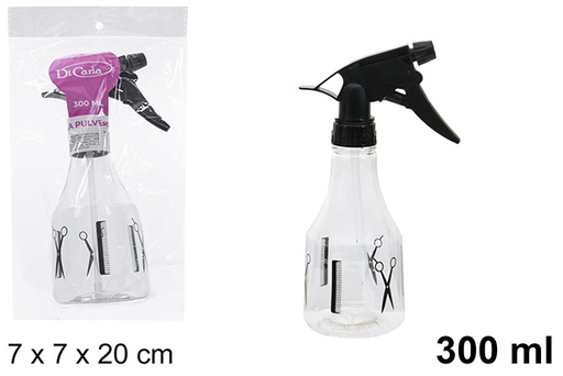 [104701] Flacon en plastique avec pulvérisateur noir coiffeur 300 ml
