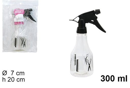 [104701] Flacon en plastique avec pulvérisateur noir coiffeur 300 ml