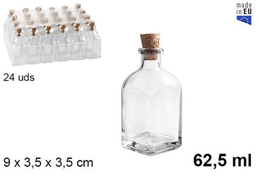 [105788] Garrafa vidro natural com rolha de cortiça 62,5 ml