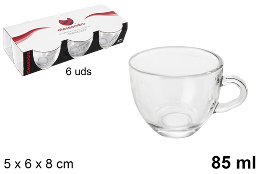 [104232] Pack 6 tazas cristal espresso con asa 85 ml